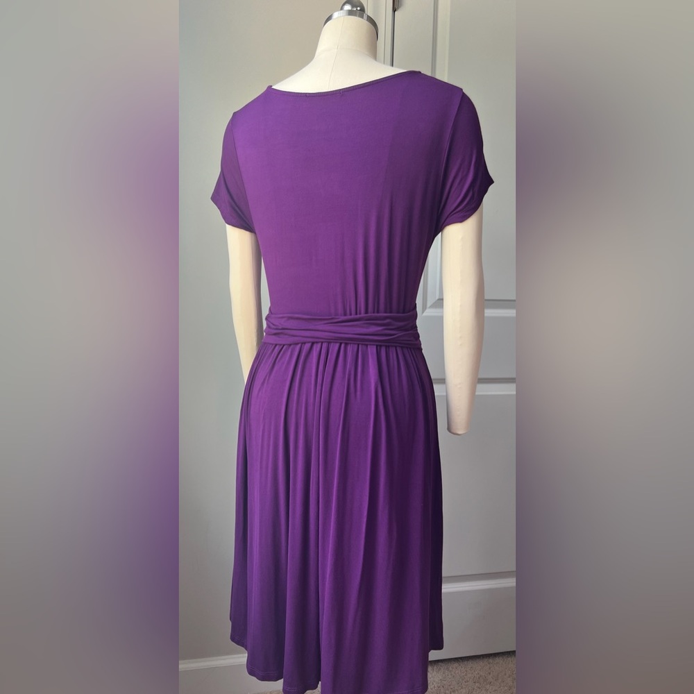 Nordstrom Rack West Kei bright eggplant purple flattering draped front dress - M - Picture 2 of 7
